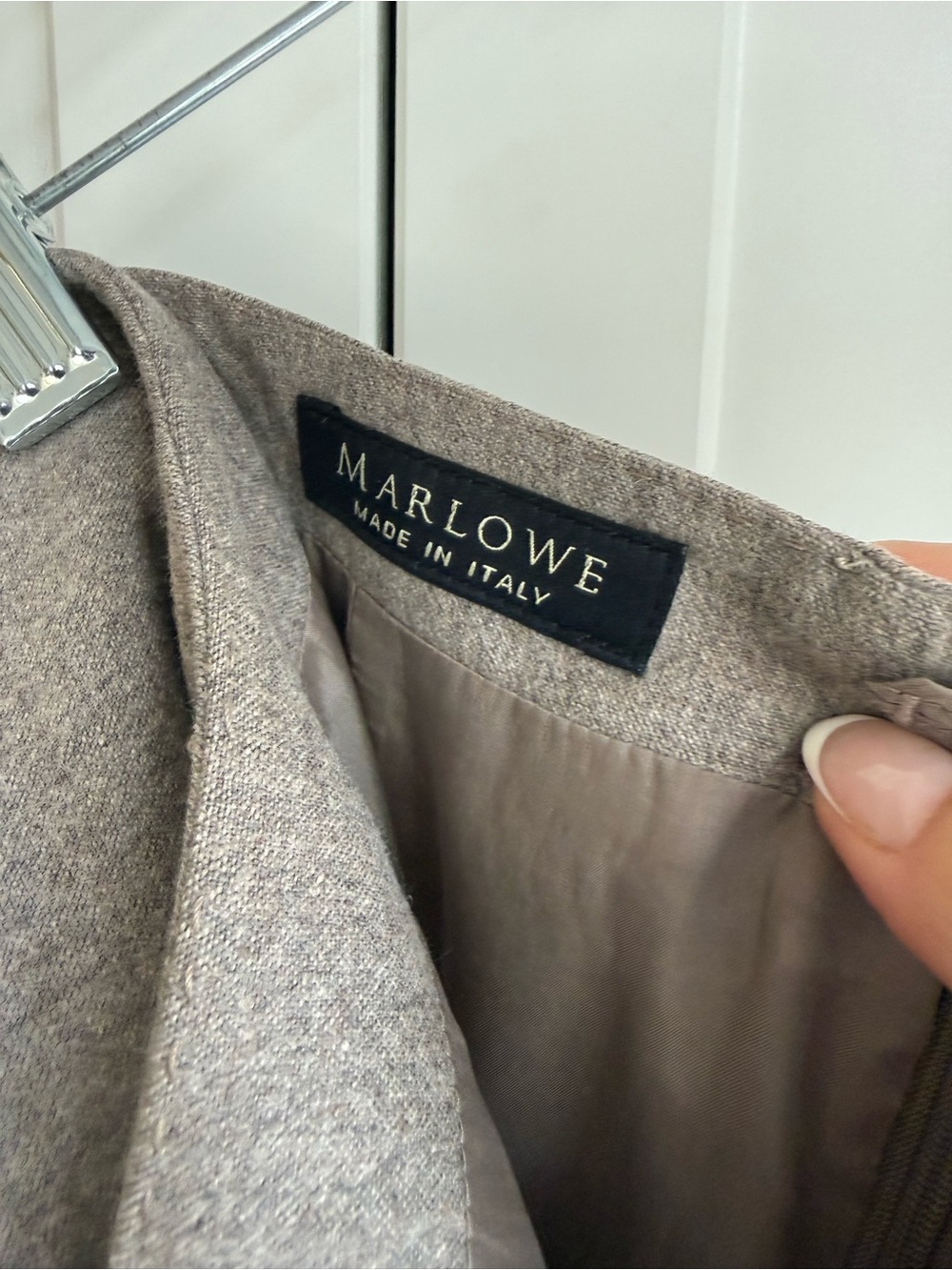 MARLOWE Luxury Wool Angora Blend Tailored Pencil Skirt Taupe Grey 4 / 38 - Picture 2 of 10